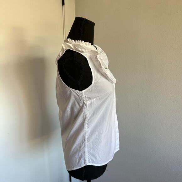 NWOT - White Button Down Bib Front Cap Sleeve Tank Blouse - 2 - Picture 5 of 9